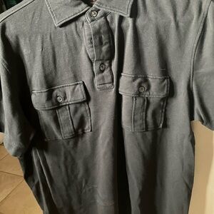 Men's Michael Kors Black Button-Up Polo Shirt With Double Chest Pockets